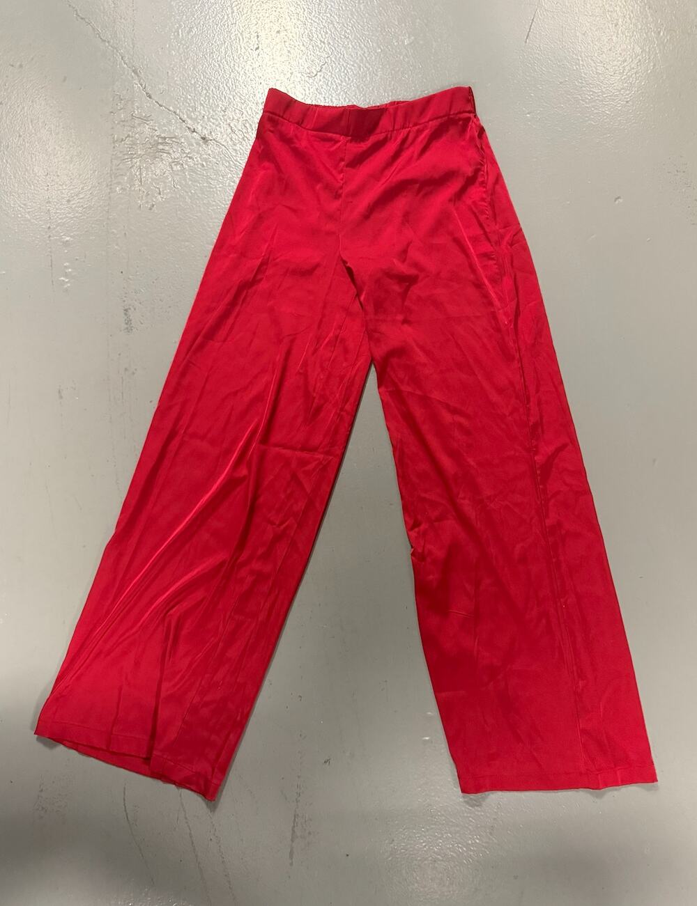 Daisy Red Flowy Polyester Pants- Medium
